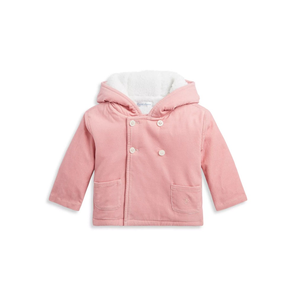 Polo Ralph Lauren Baby girls Double Breasted Hooded Jacket Size 9M 9 PINK